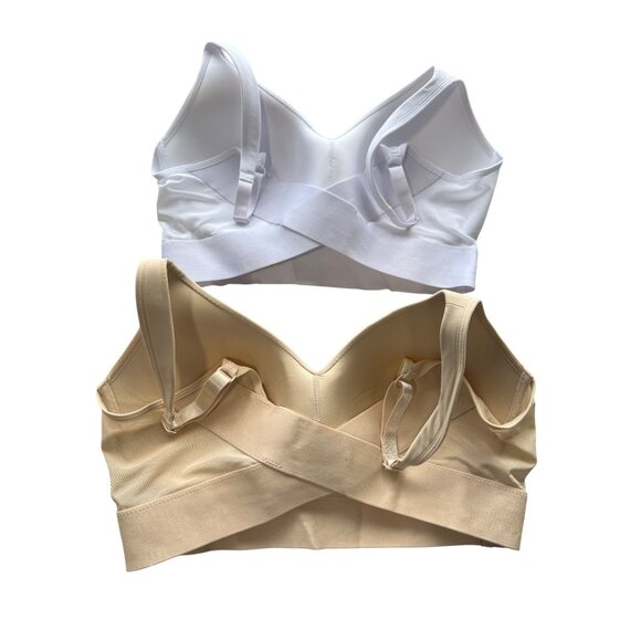 Rhonda Shear 2 Pack Molded Cup Bra with Wrap Back Size Large White Light 616.5 - Picture 3 of 10